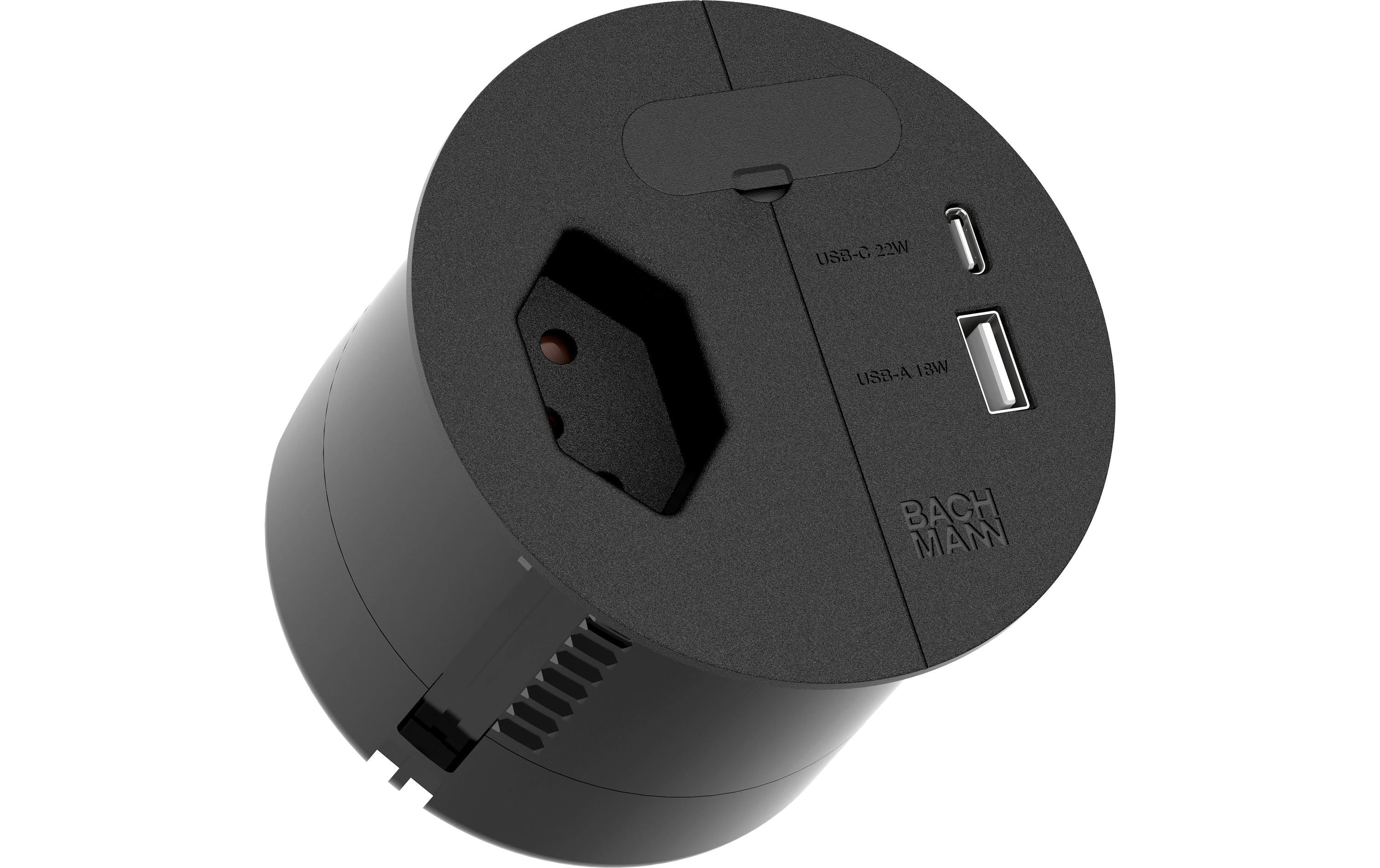 Bachmann Steckdose Loop in Charge A/C 22W, 2m - Schwarz