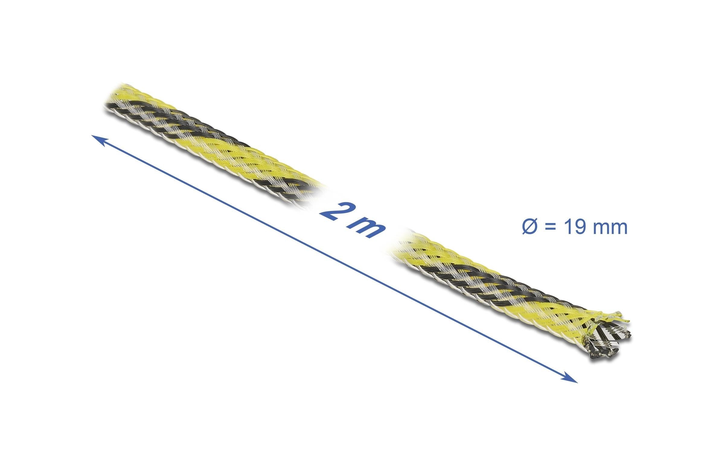 Delock Kabelschlauch dehnbar, 2m x 19 mm Gelb Schwarz
