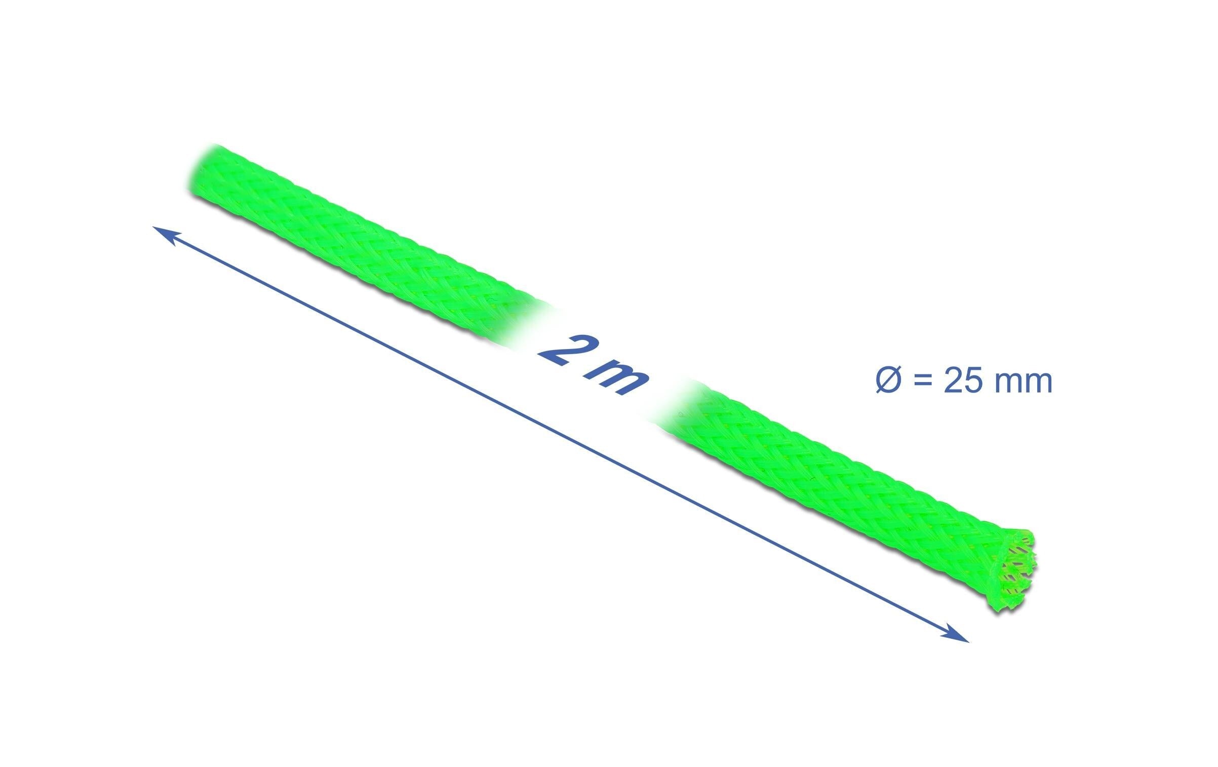 Delock Kabelschlauch dehnbar, 2m x 25 mm Grün